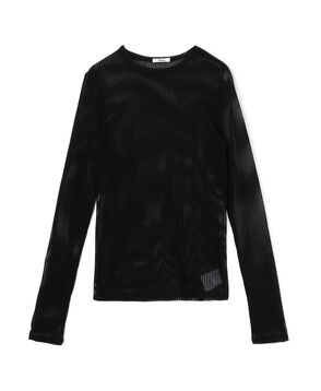 シアーストライプ ロングスリーブトップス