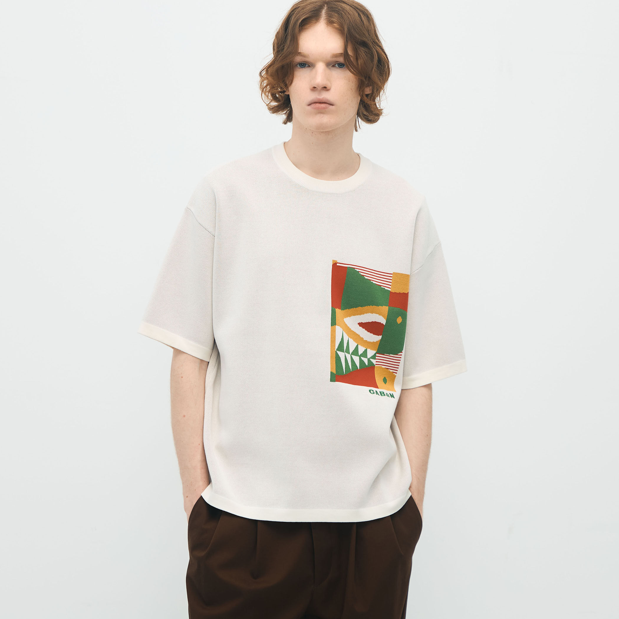 CABaN フィッシュジャカード ハーフスリーブプルオーバー