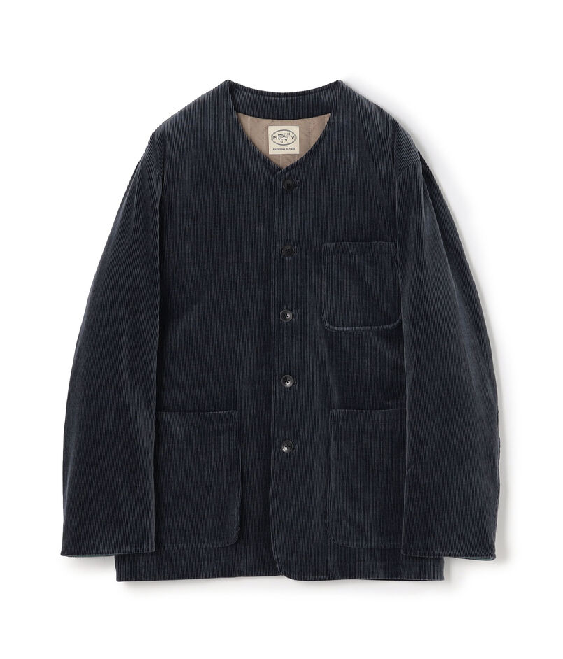 コットンウールコーデュロイ カラーレスジャケット SKY FALL