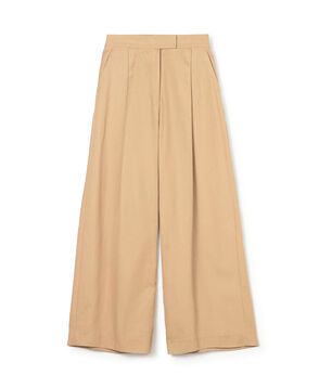 コットンギャバジン タックワイドパンツ