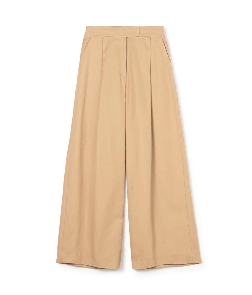 コットンギャバジン タックワイドパンツ