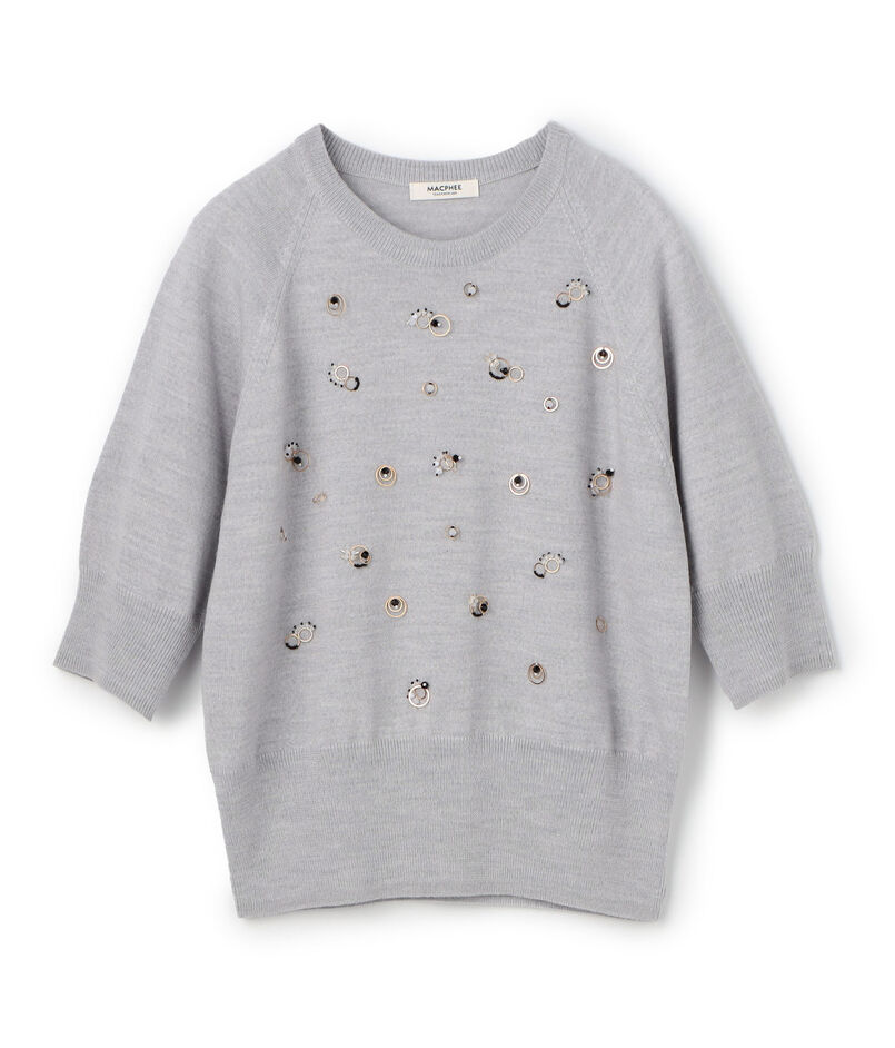 ウールビジュー ハーフスリーブプルオーバー