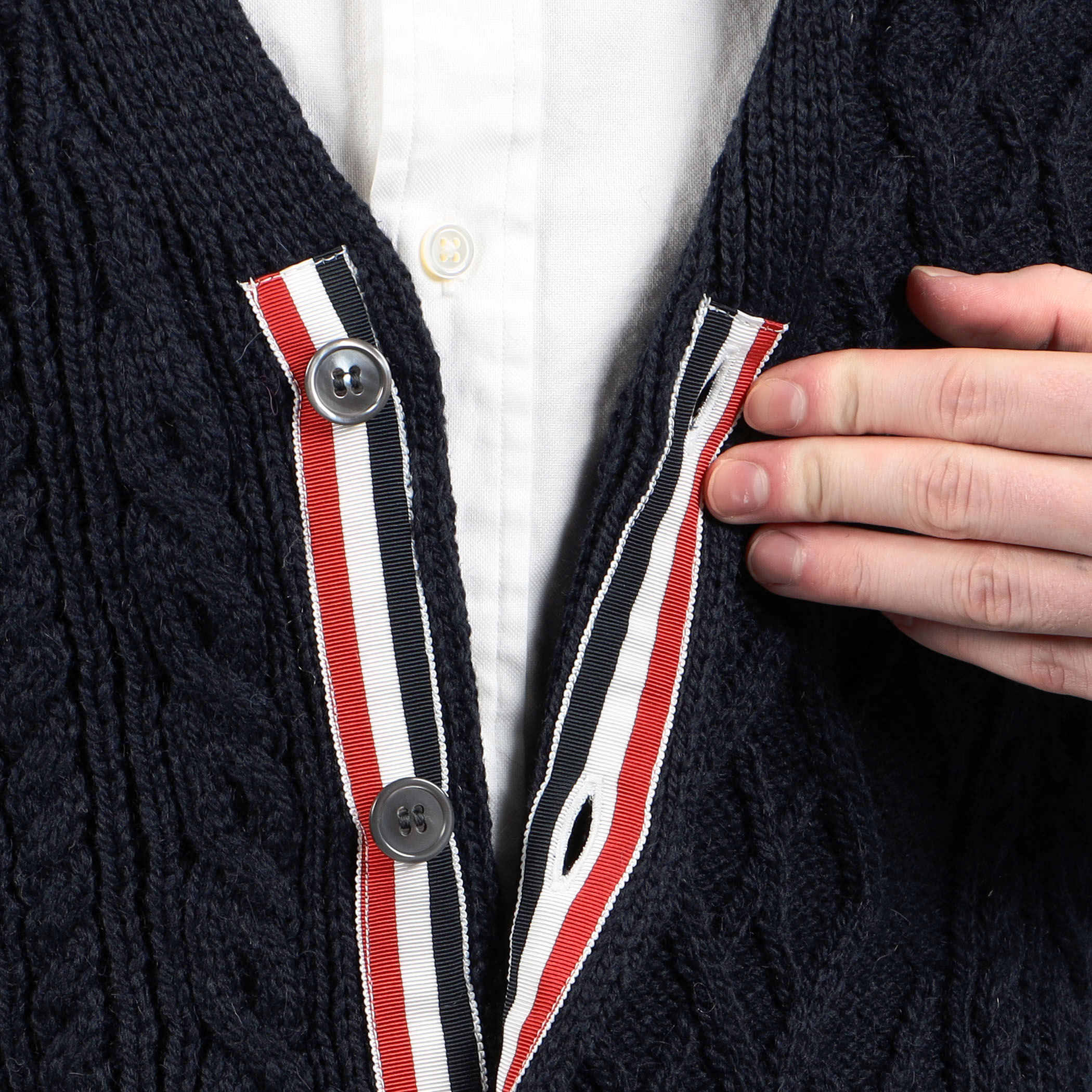 THOM BROWNE 22SS ミックス ポインテール ケーブル カーディガン THOM BROWNE 22SS ミックス ポインテール ケーブル カーディガン