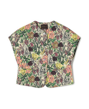 【WEB先行予約】ビンテージフラワージャカード ワイドスリーブジレ