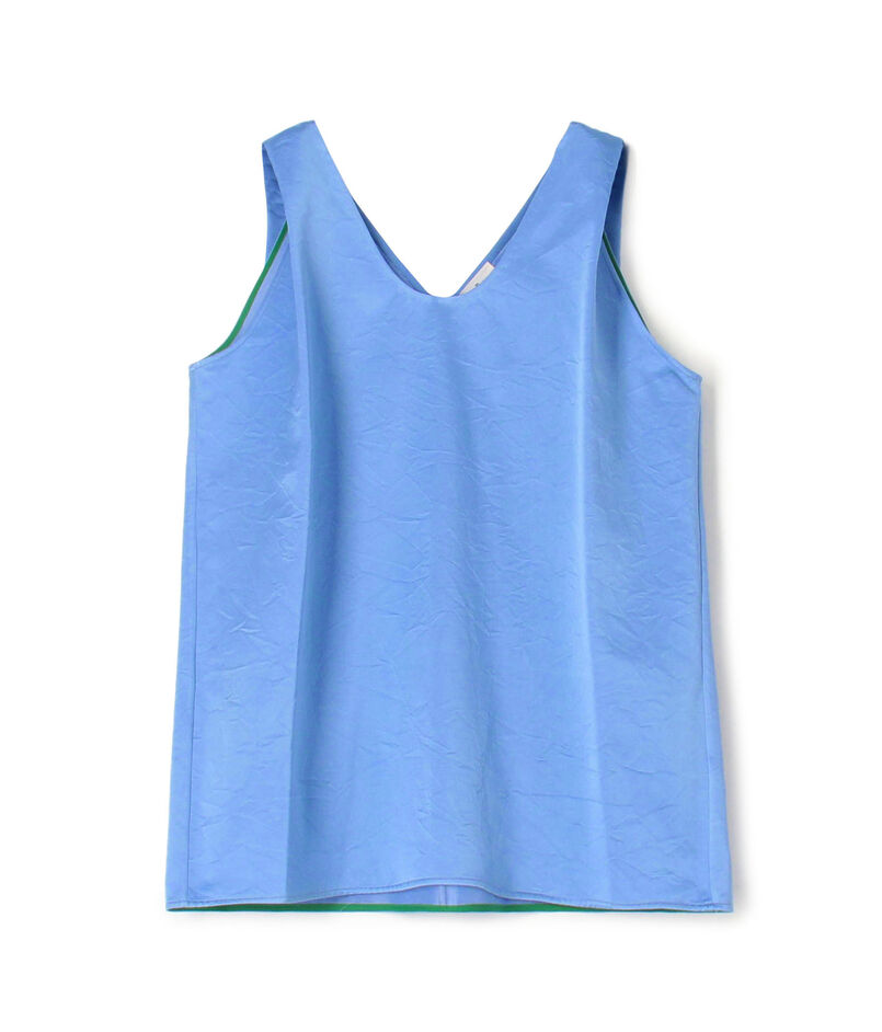 コットンシルク リンクルサテンノースリーブトップ