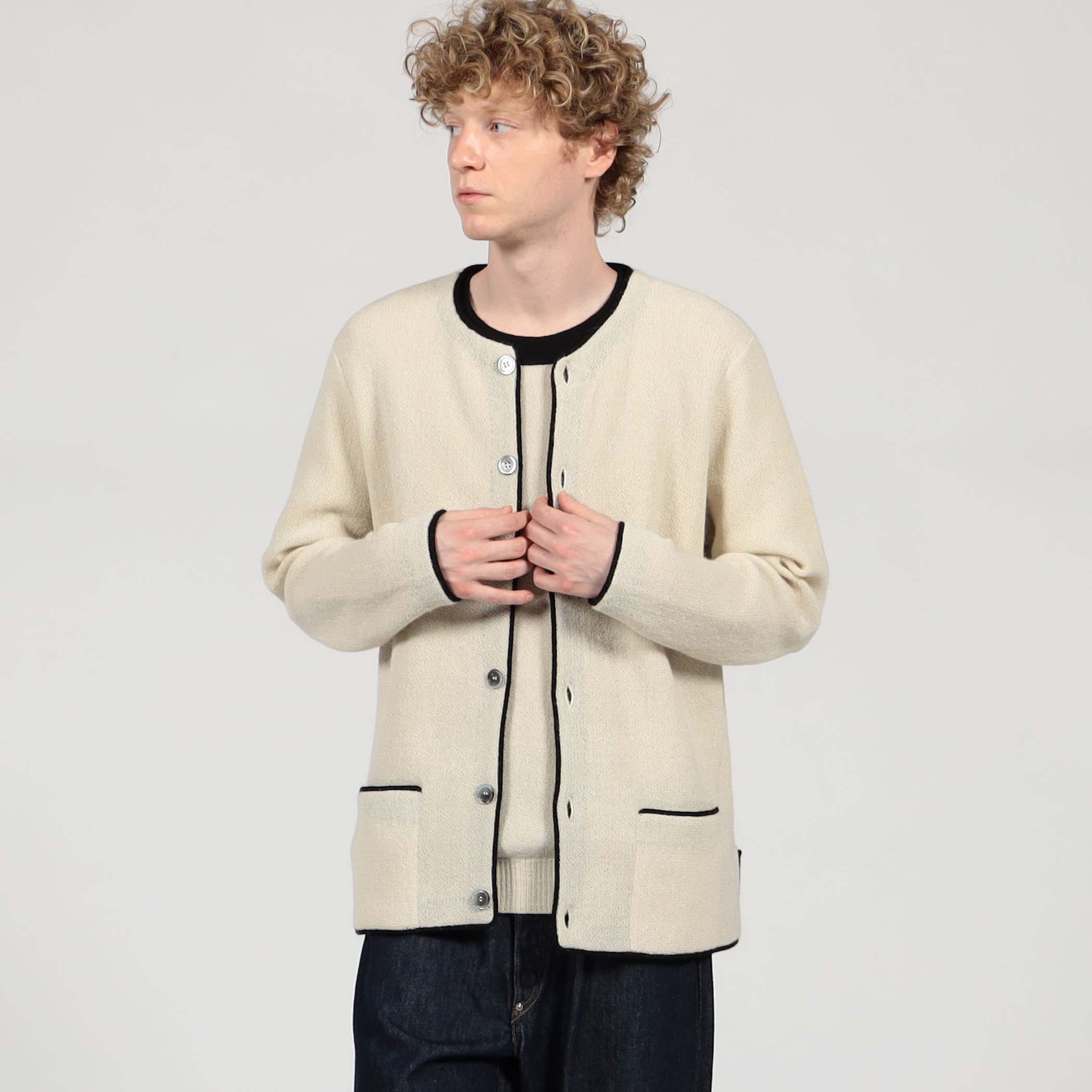 モラビトスペル　レースカーディガン　タグ付新品未使用 【定価58.300円】 セール】メランジスタンドネックカーディガン（カーディガン/ボレロ