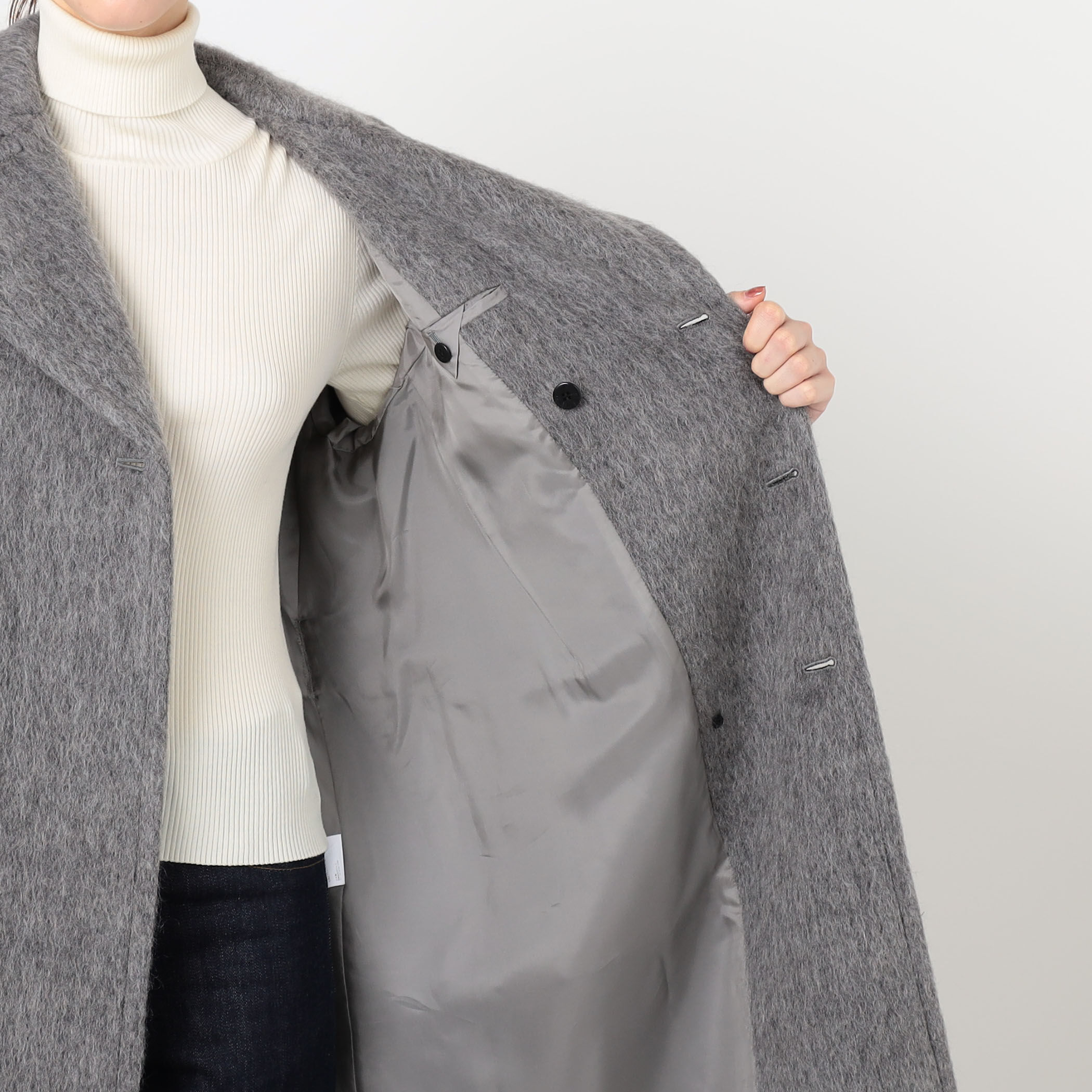 HYKE SHAGGY DOUBLE BREASTED COAT ダブルブレスト ロングコート