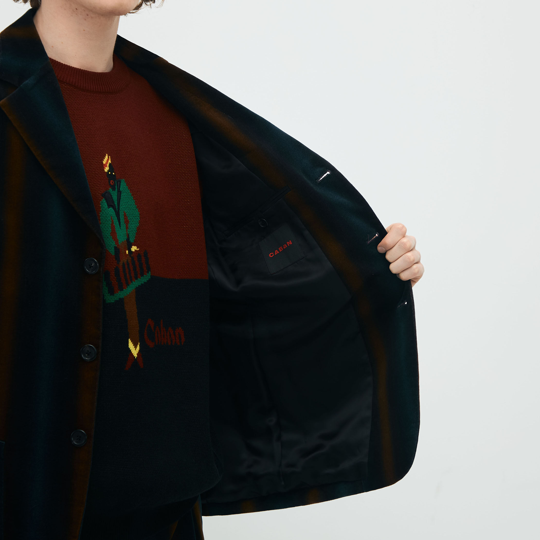 CABaN ベロアローズプリント テーラードジャケット CABaN ベロアローズプリント テーラードジャケット