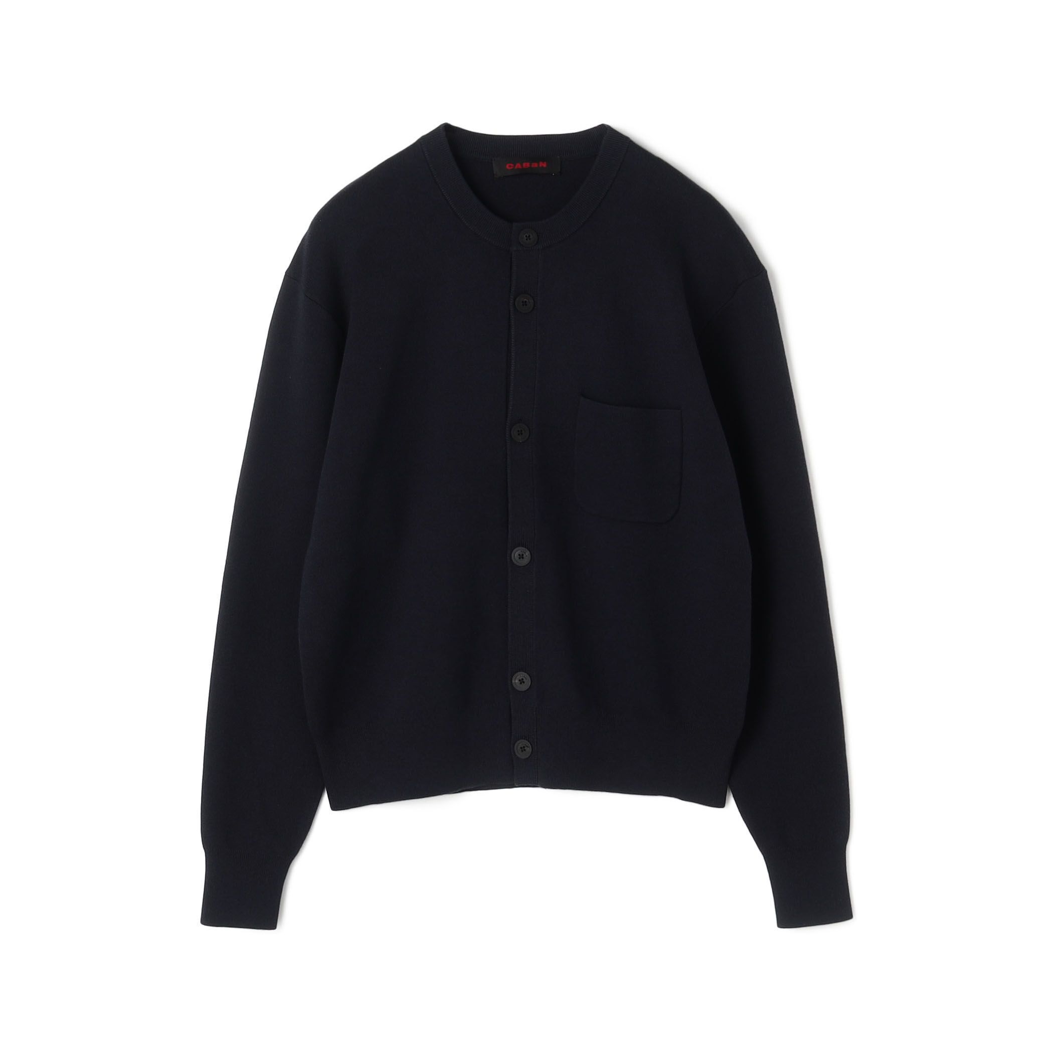 CABAN ブラック カーディガン CABaN コットンカシミヤ ポケットクルーネックカーディガン