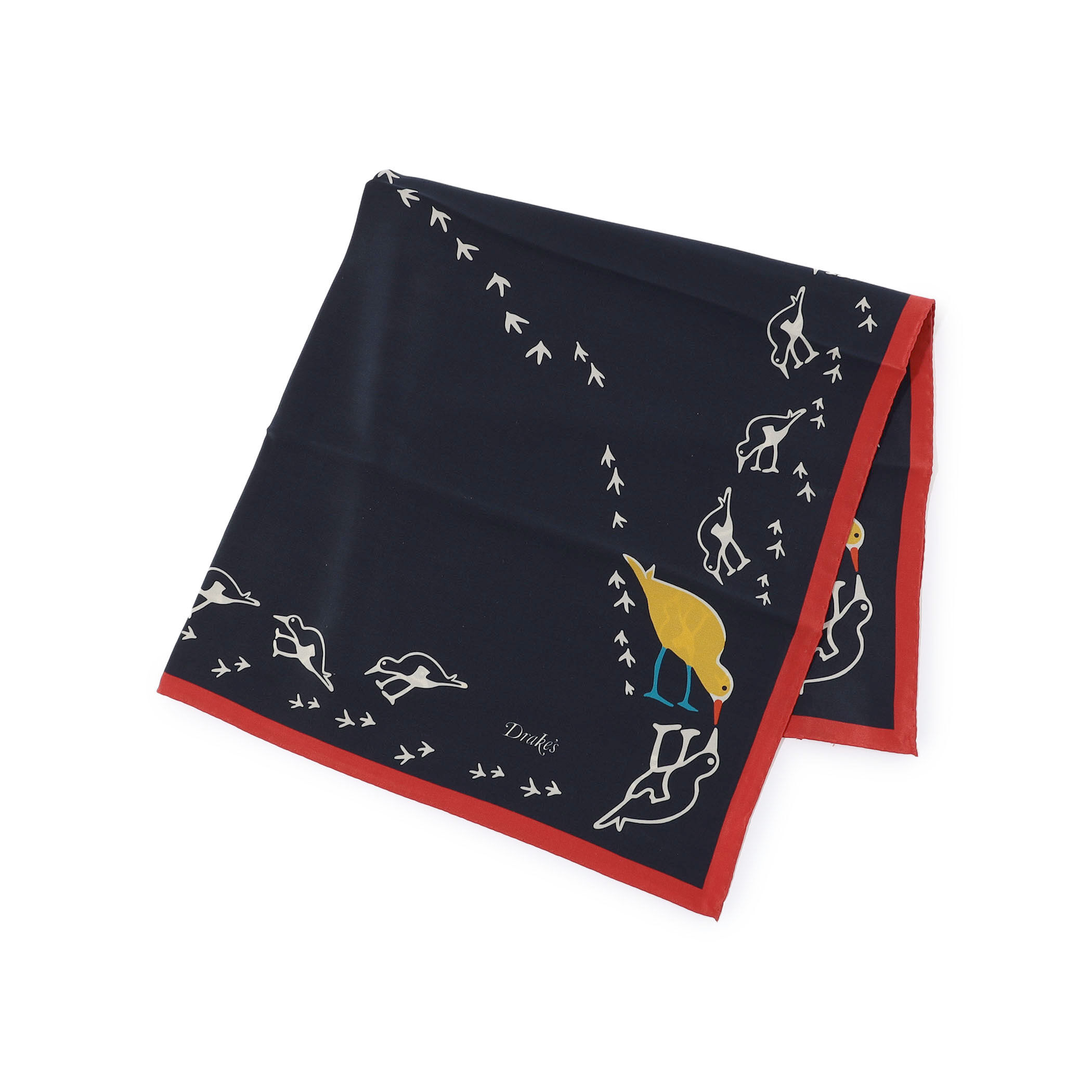 Drake's OYSTER CATCHER PRINT BANDANA シルクプリントスカーフ