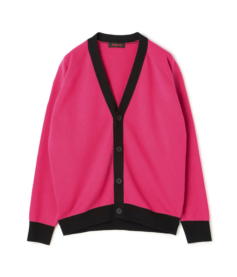 CABaN コットンカシミヤ バイカラーVネックカーディガン  