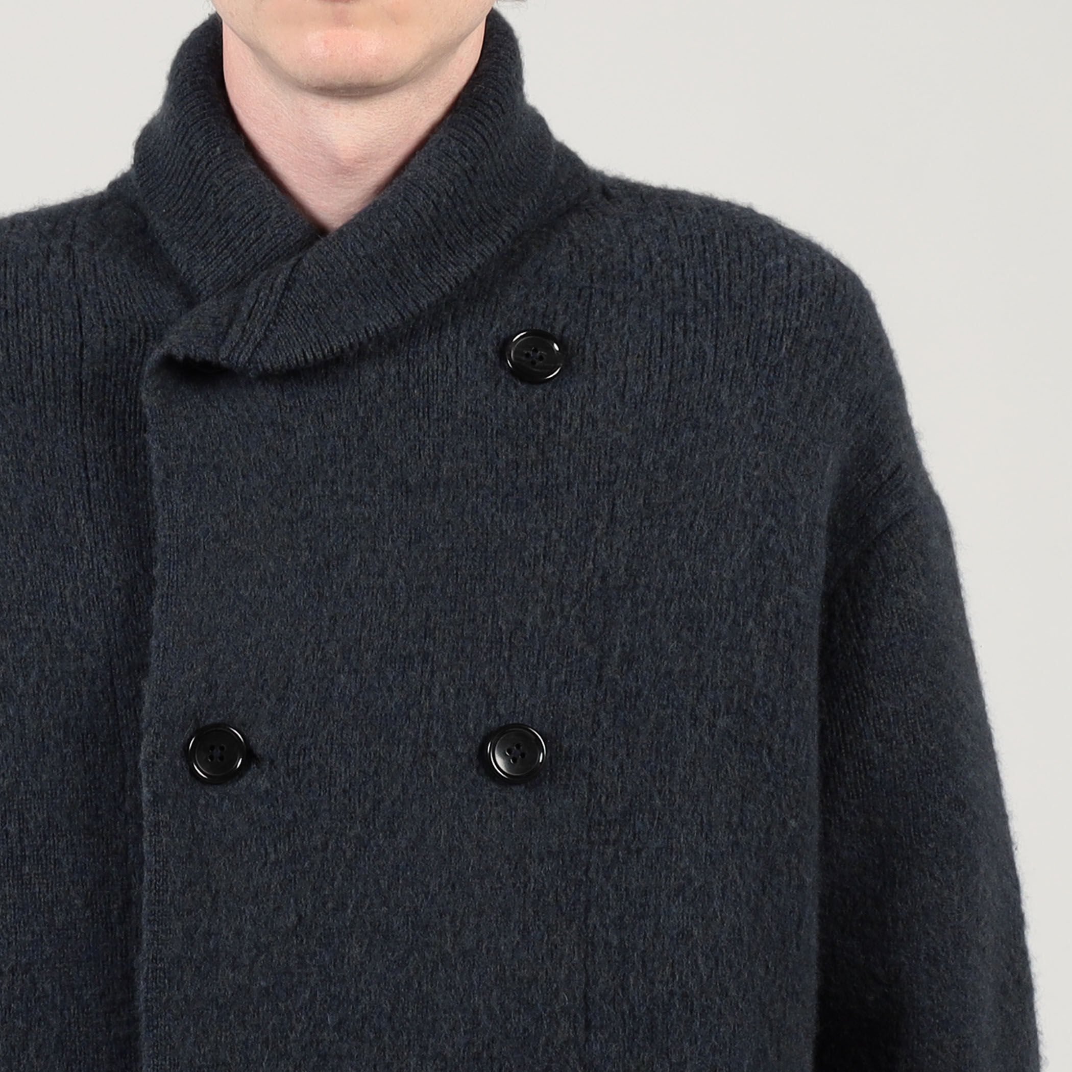 ウールカシミヤシルク ダブルブレステッド ニットコート