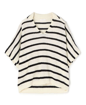 Paper wool polo collar Pullover