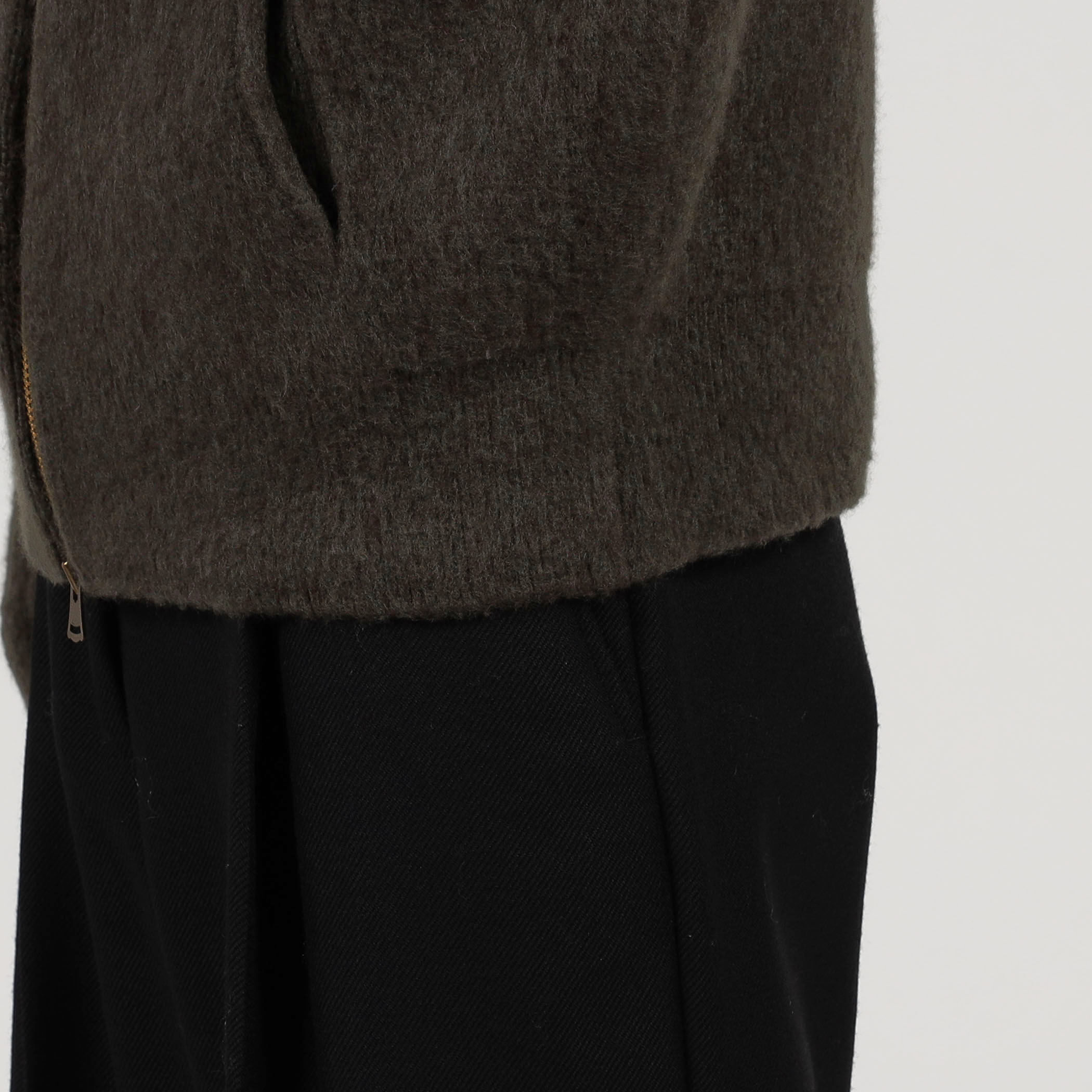 ウール カシミヤ シルク ジップアップ ニットブルゾン