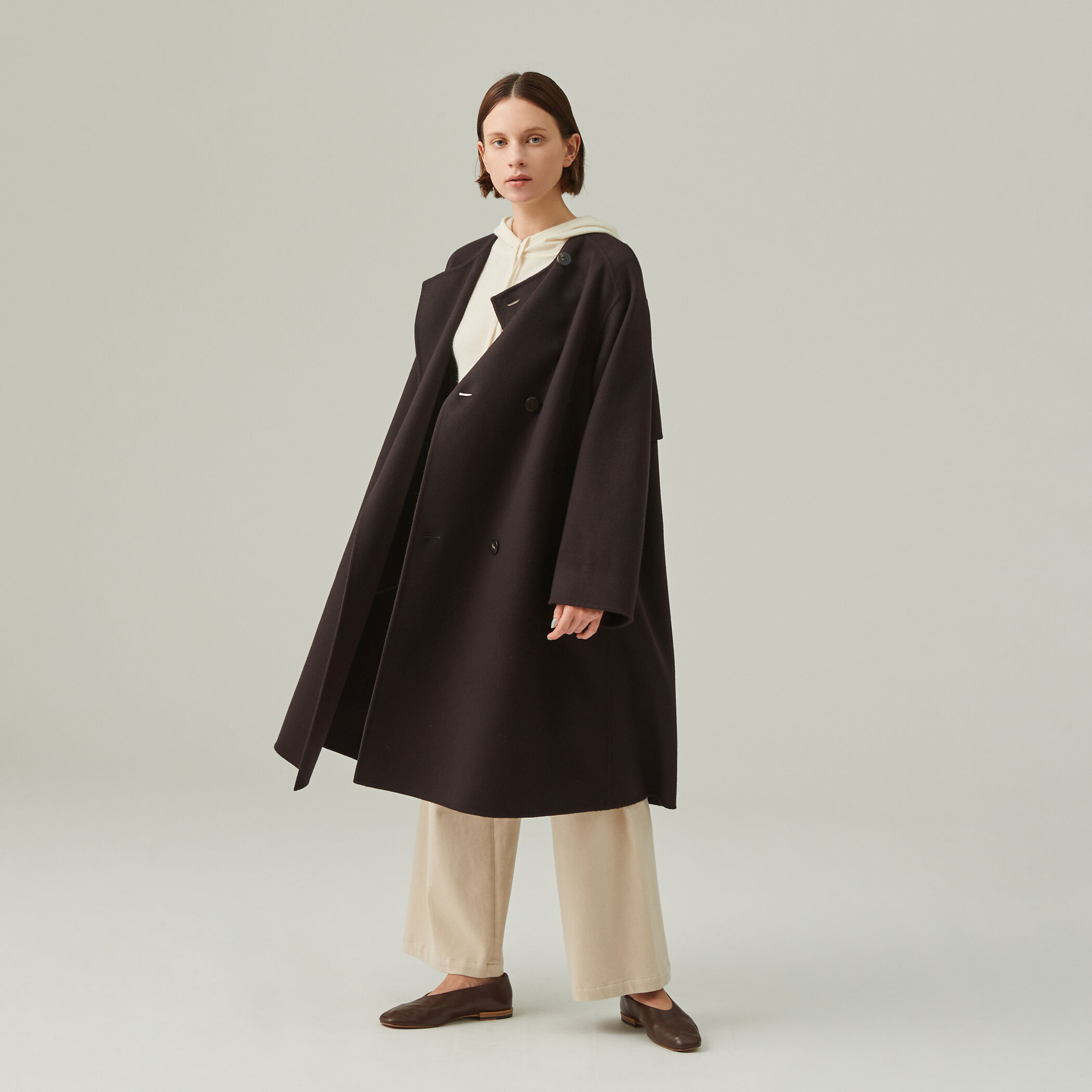 ウールダブルフェイス カラーレストレンチコート｜トゥモローランド