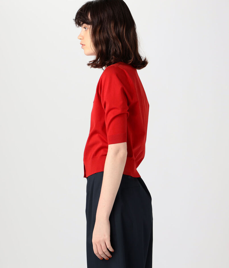 CABaN ファインポリエステル ハーフスリーブポケットカーディガン  