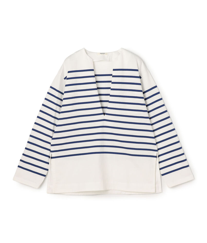 パネルボーダー キーネックプルオーバー