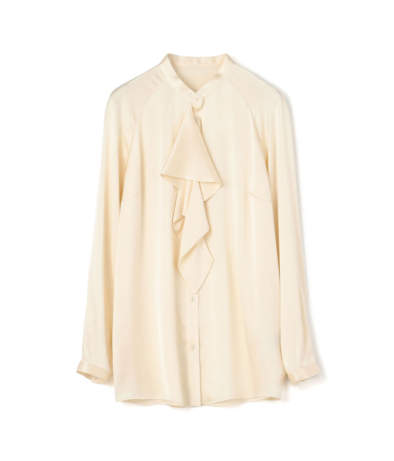 ウォッシャブルシルクサテン ボウタイブラウス