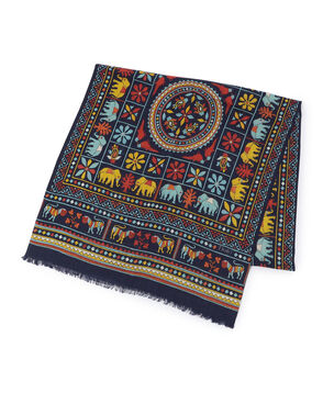 Drake&rsquo;ｓ ELEPHANTS AND FLOWERS PRINT SCARF ウールシルクプリントスカーフ