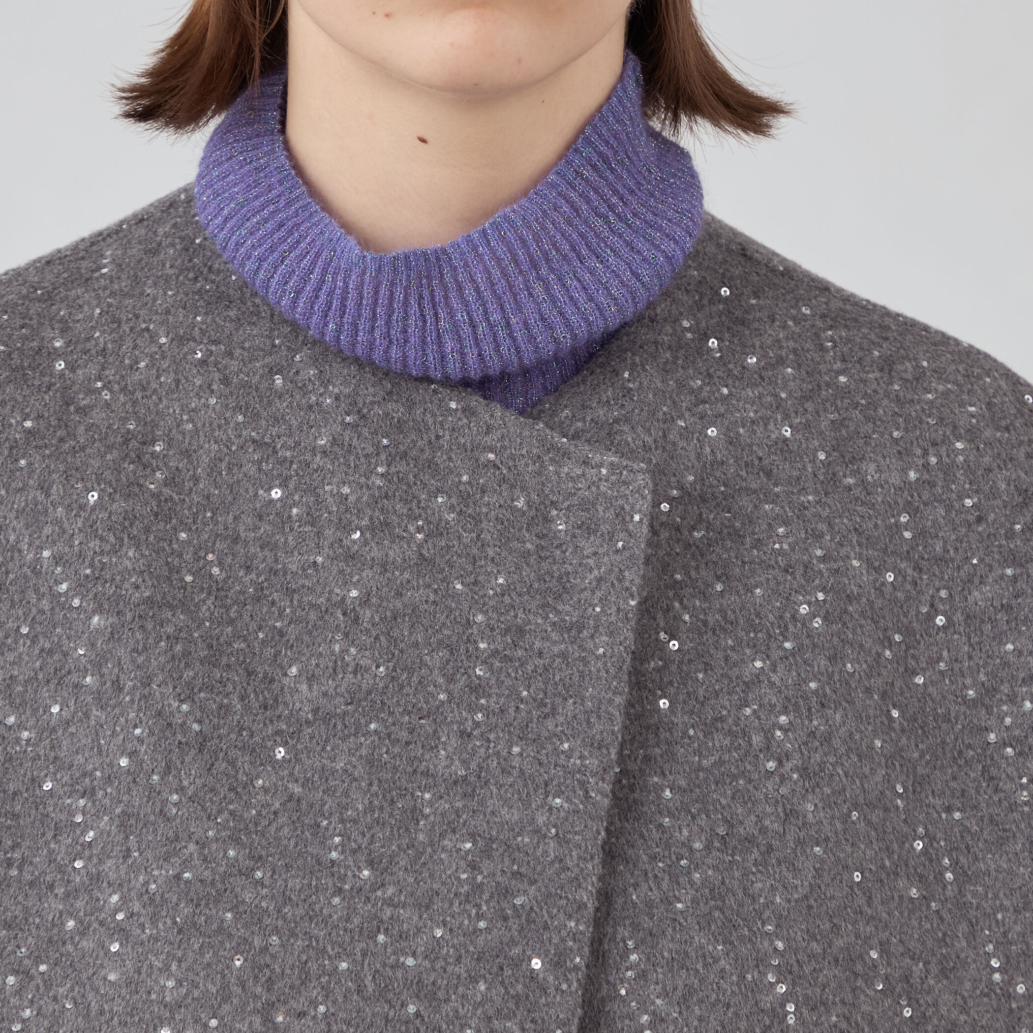 say____♡さま専用Ballseyスパンコールリバー ショートコクーンコート セール】スパンコールリバー ショートコクーンコート（ノー