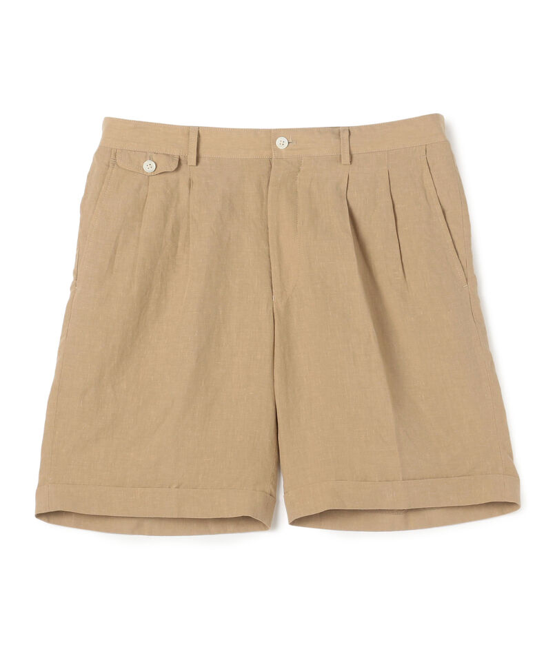 80リネン 2プリーツバミューダショーツ