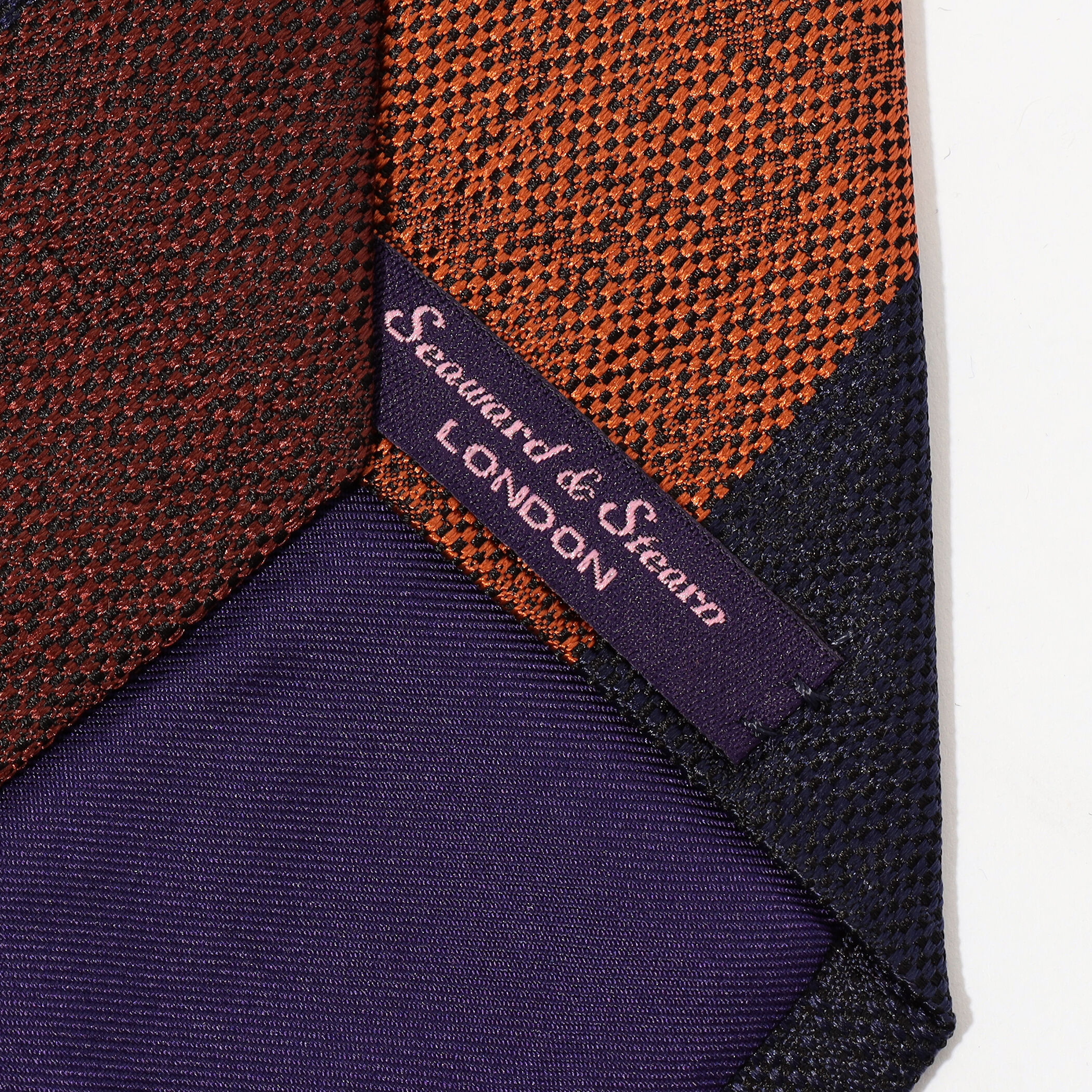 【新品】Seaward & Stearn／レジメンタル／ネイビー×グレー／英国製 Seaward ＆ Stearn シルクジャガード レジメンタルストライプ