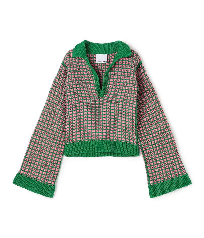 MOZHDEH MATIN SQUARE POLO スキッパーニット