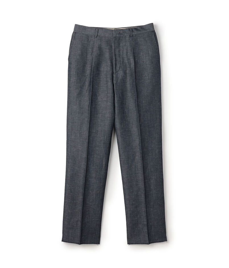 ウールリネン 1プリーツスラックス DORMEUIL