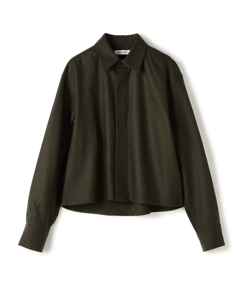 ウールメルトンポプリン クロップドシャツ