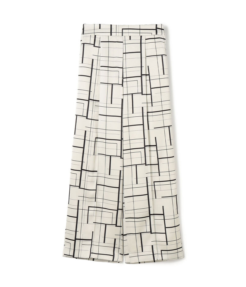 ウィンドウフレームプリント タックセミワイドパンツ