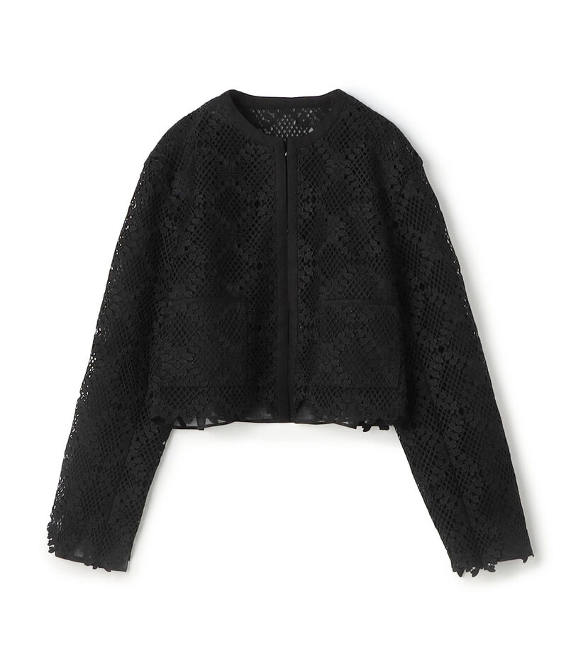 【WEB先行予約】ブルームリーフレース レイヤードノーカラージャケット