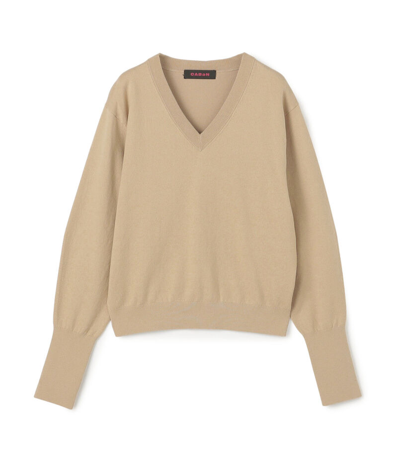 コットンカシミヤストレッチ Vネックプルオーバー