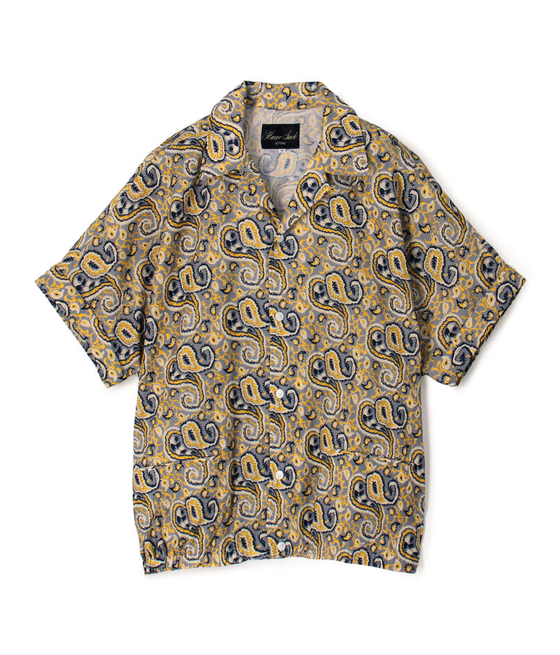 【別注】HAVERSACK ATTIRE ペイズリープリント オープンカラーハーフスリーブシャツ