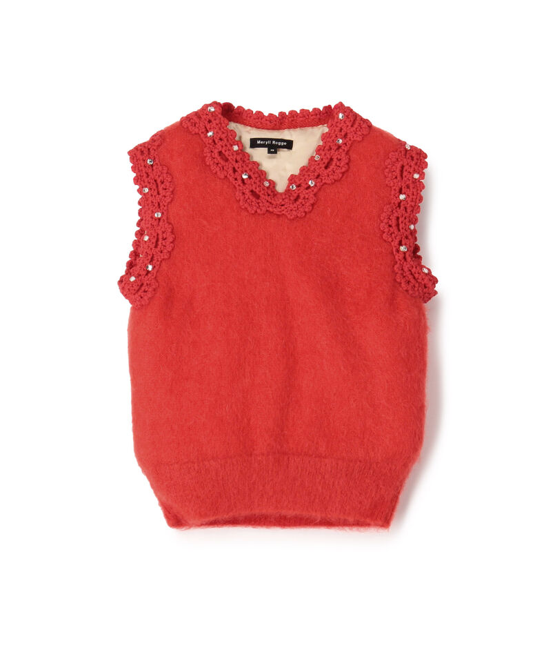 MERYLL ROGGE PADDED VEST W/CROCHE パディットクロシェニットベスト