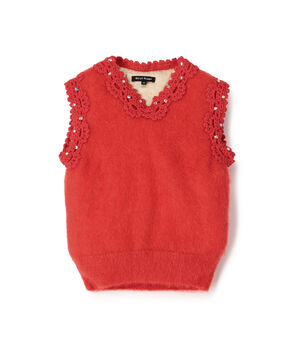 MERYLL ROGGE PADDED VEST W/CROCHE パディットクロシェニットベスト