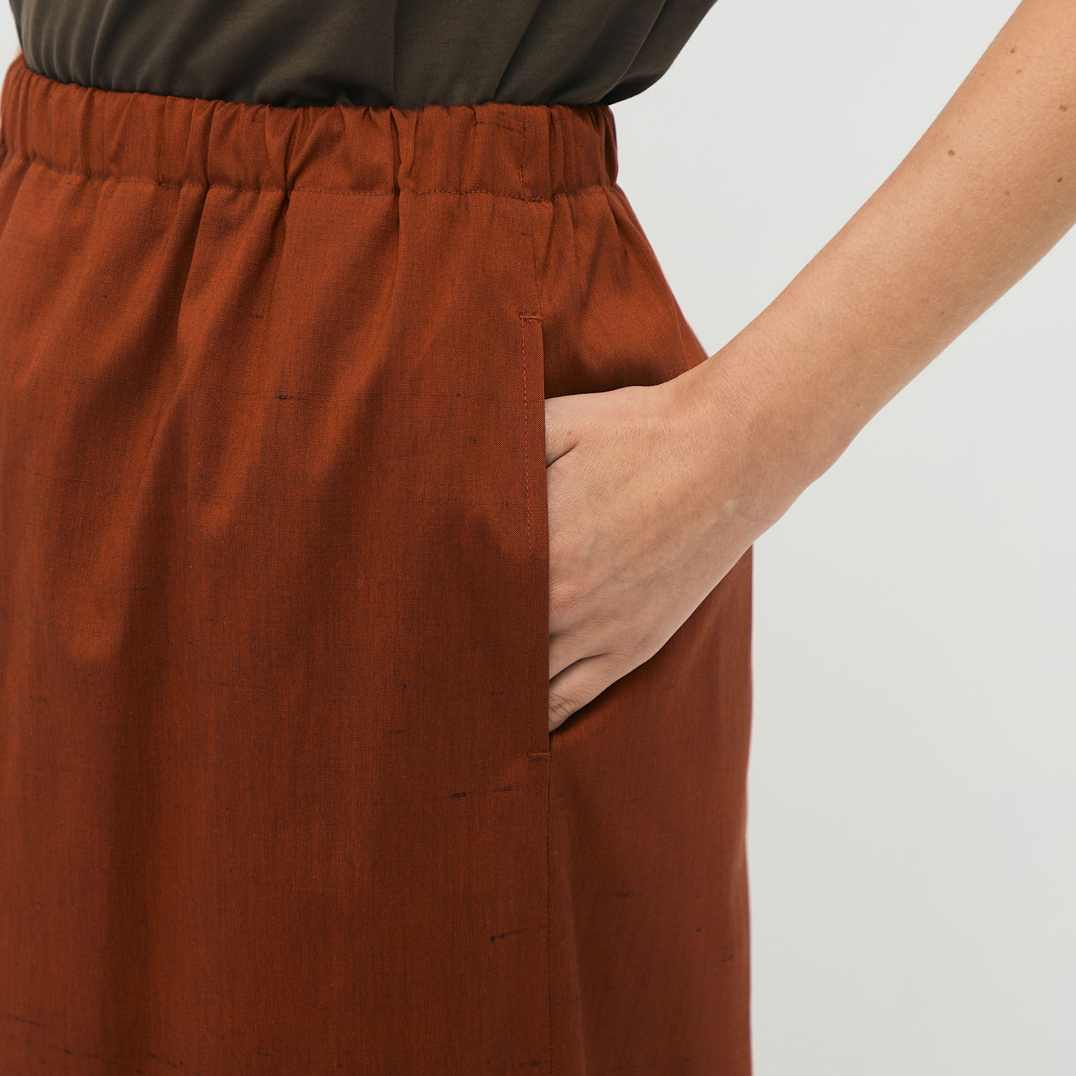 CABaN シルクネップストレッチ ロングスカート