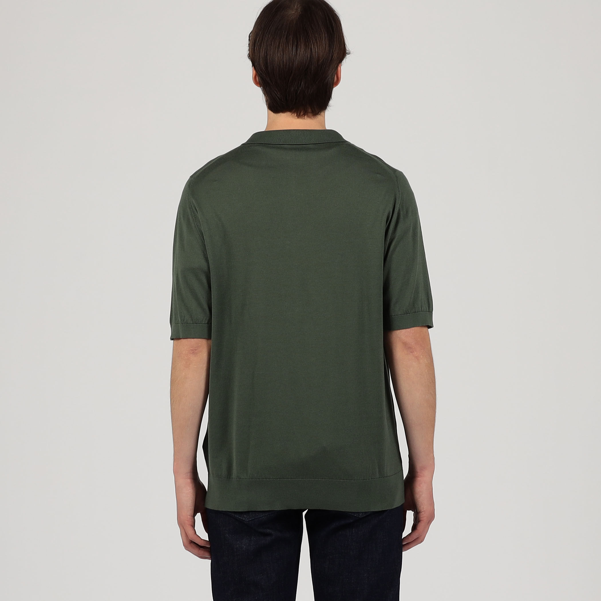 【美品】JOHN SMEDLEY コットン ニット スキッパー ポロシャツ L BEAMS F（ビームスF）JOHN SMEDLEY / SYRES コットン スキッパー