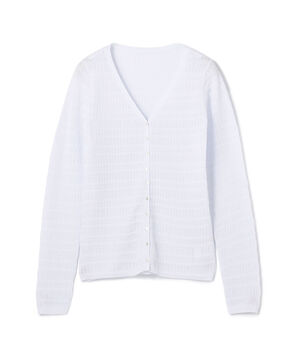 コットンポリエステルアセテートリブ Vネックカーディガン