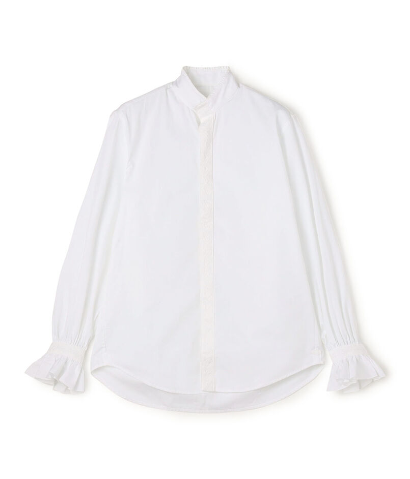 BOURRIENNE BOUDOIR コットン スタンドカラーシャツ