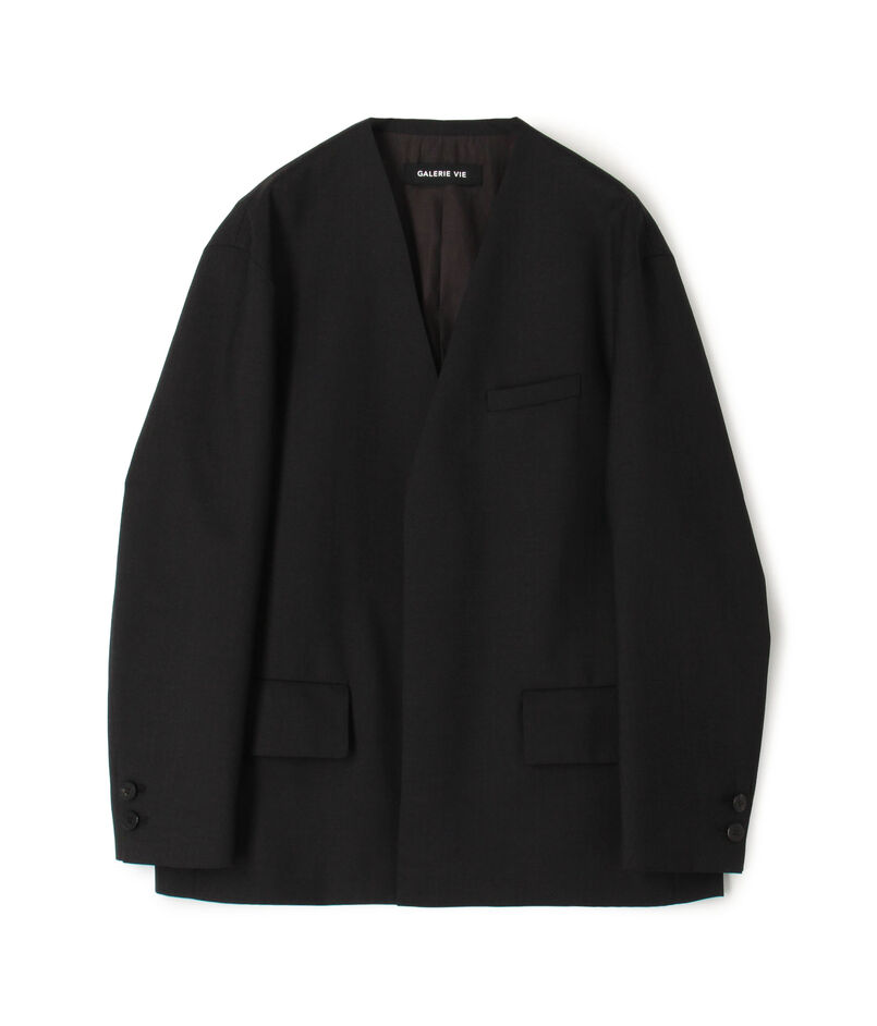 ウォッシャブルギャバジン カラーレスジャケット