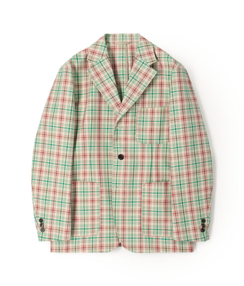 ポリエステルコットン チェックテーラードジャケット