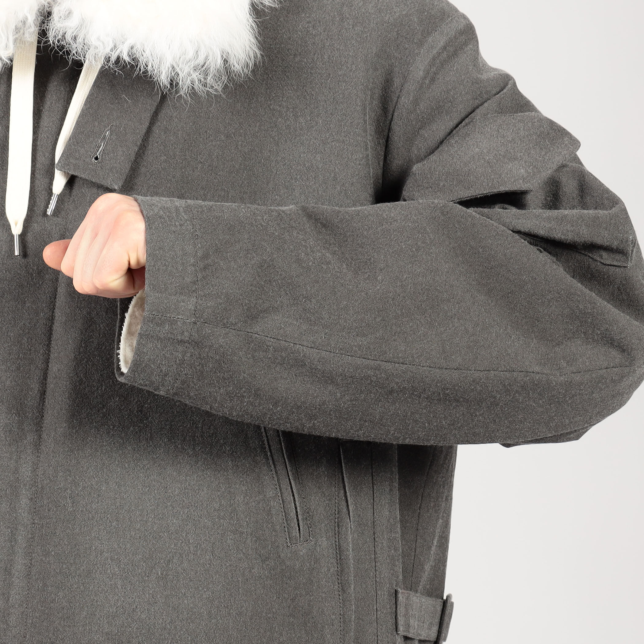 kiminori morishita Hand-shaving stand collar coat