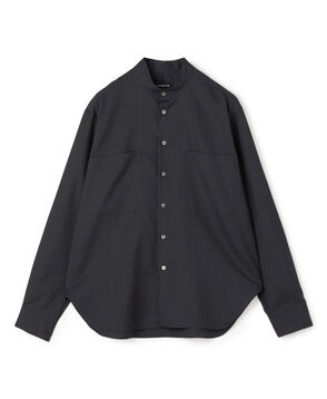 ウォッシャブルトロピカル バンドカラーシャツ