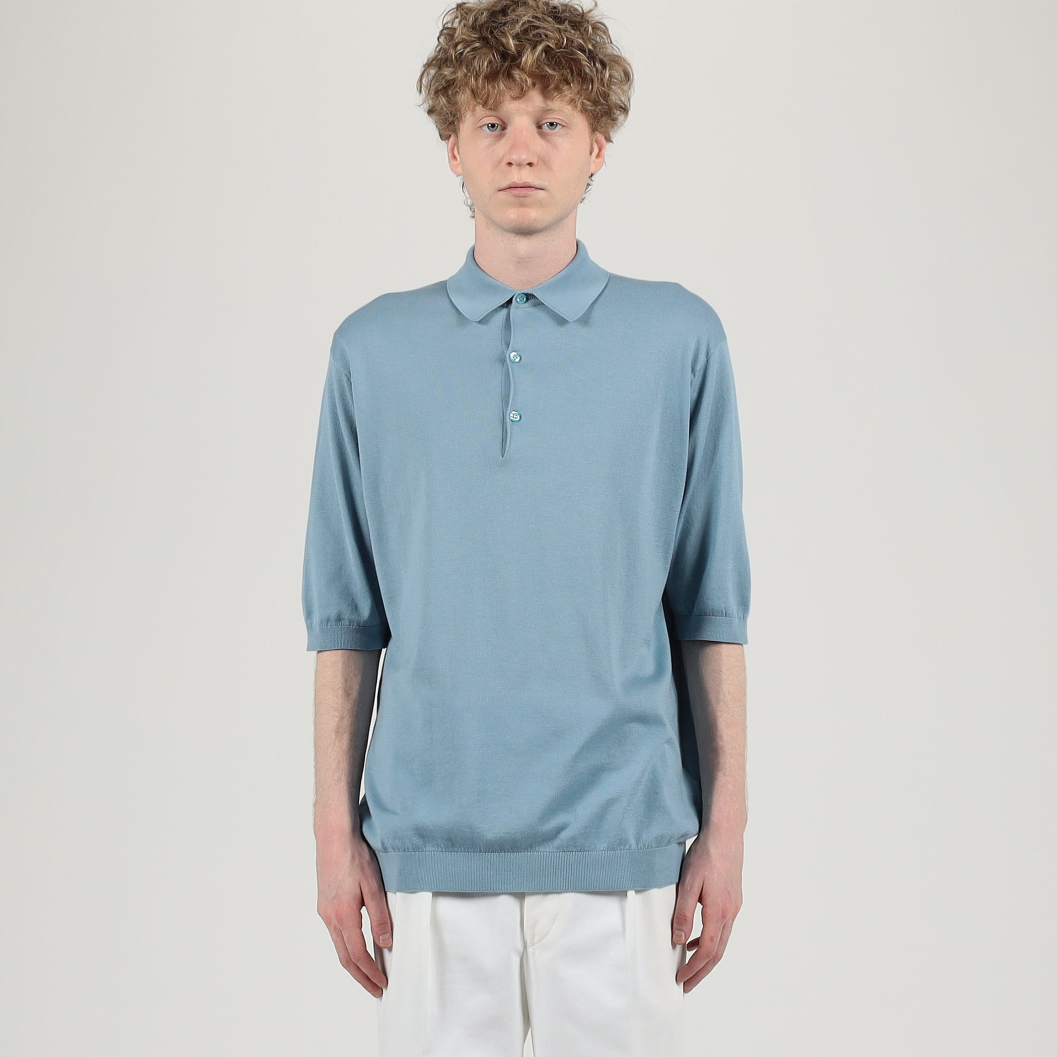 TOMORROWLAND別注【JOHN SMEDLEY】ボーダーニットポロ JOHN SMEDLE ISIS EASY FIT ニットポロシャツ｜トゥモローランド