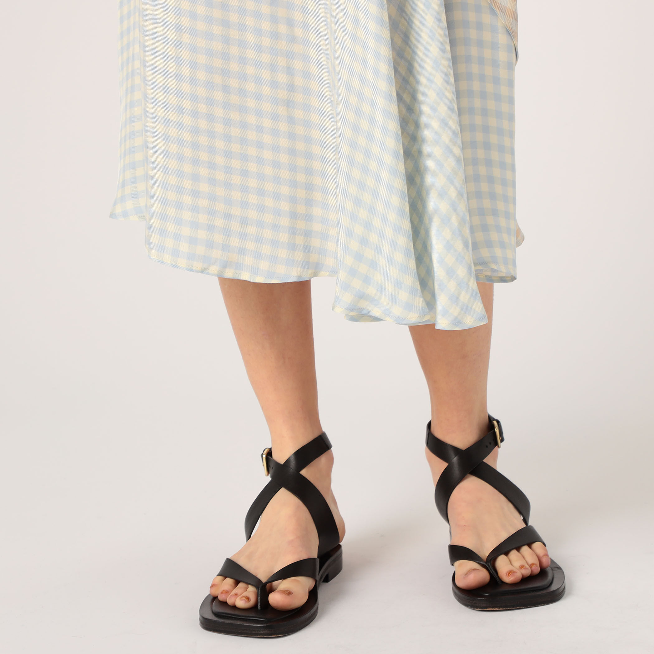 Acne Studios レーヨンギンガムチェック フレアミディスカート