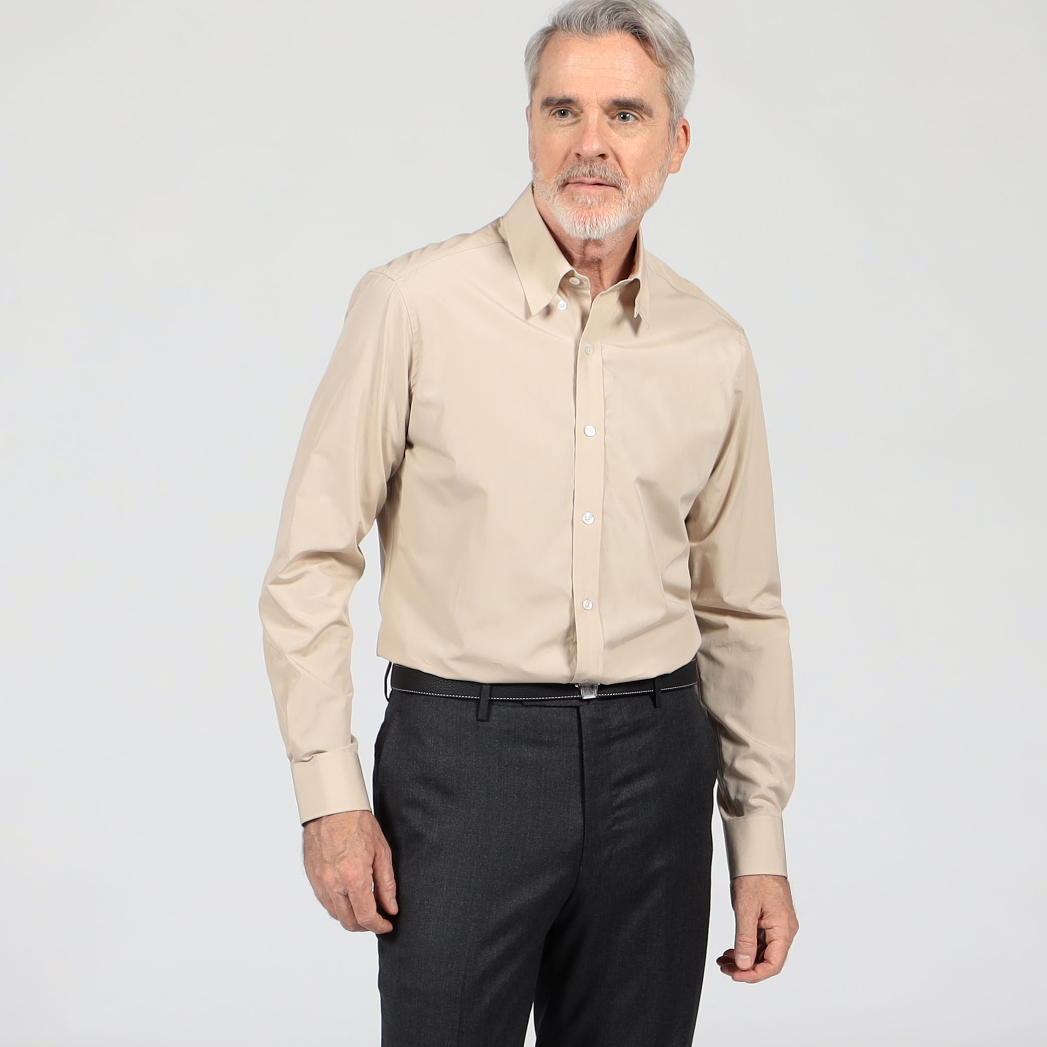 120/2コットン タブカラー ロングスリーブドレスシャツ ALMO