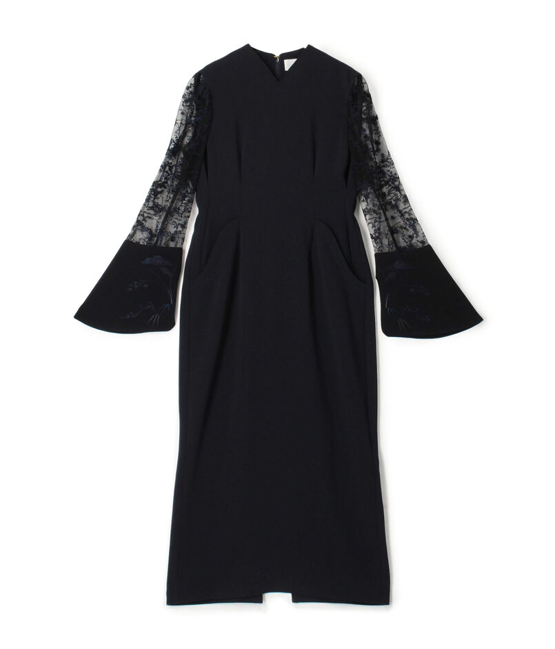 Mame Kurogouchi Acetate Polyester Floral Lace-Sleeve Dress