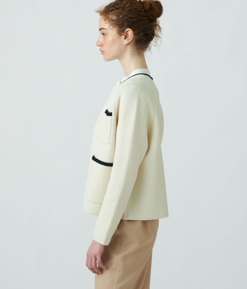 ウールナイロンブークレー フロントオープンカーディガン  