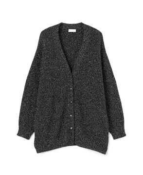 メタリックブークレー Vネックカーディガン