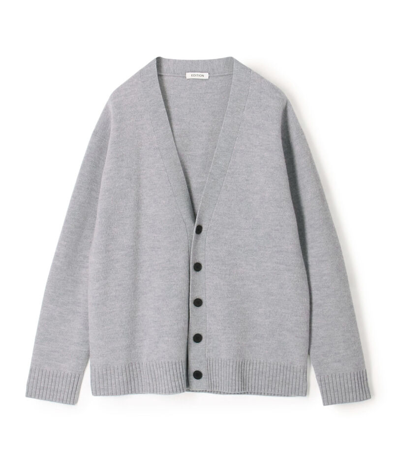 スラブ縮絨 Vネックカーディガン